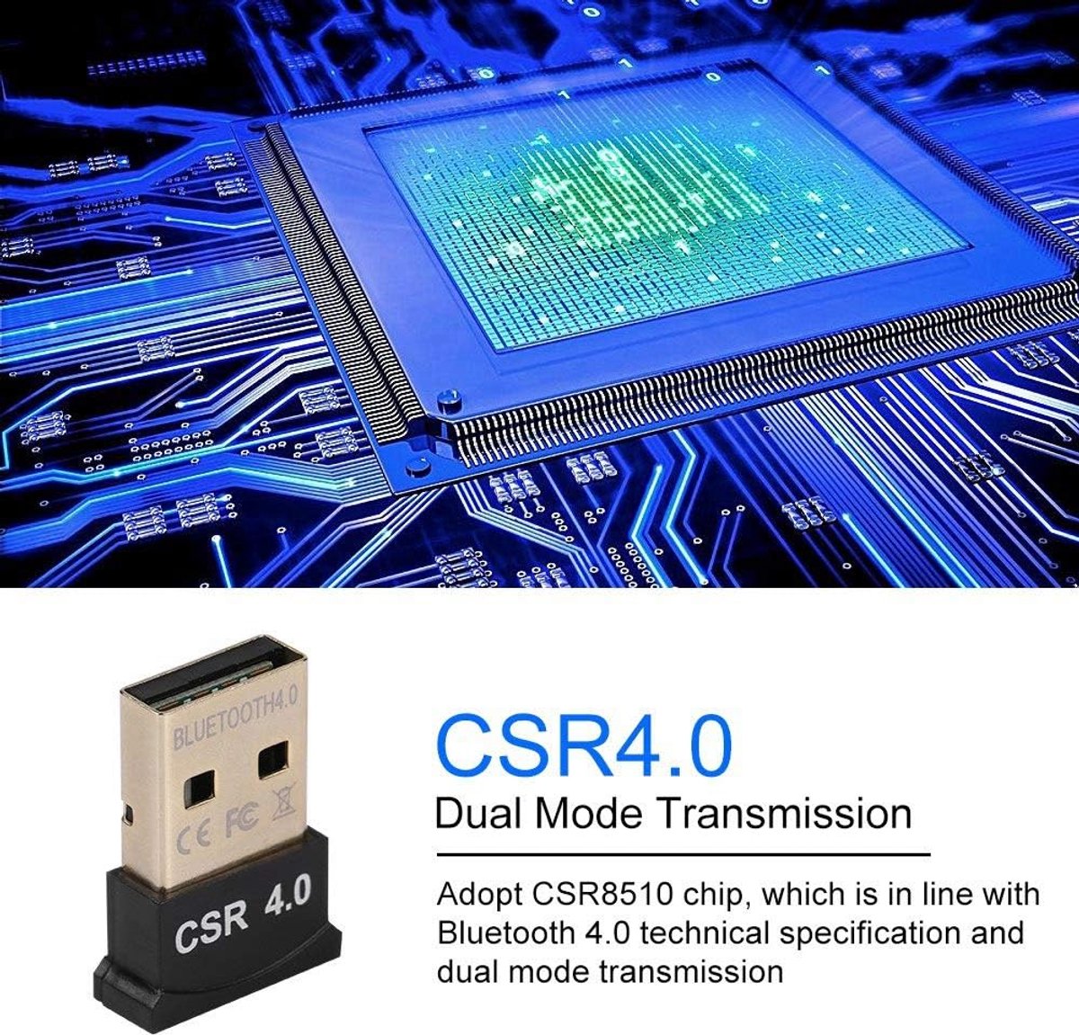 Bluetooth USB adapter - CSR4.0 draadloze stick - 20 m bereik - ideaal voor pc en headset - ShopVlot
