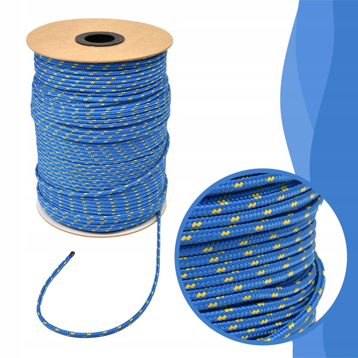 Gevlochten PP Touw 8mm - 100m Blauw met Vlekken - Zeer Sterk