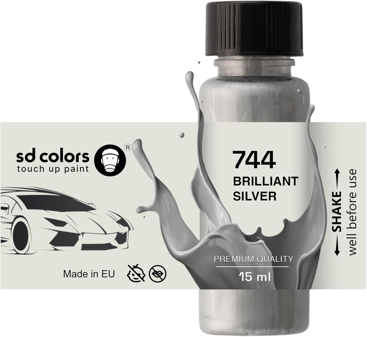 Touch-up verf 5ML - Brilliant Silver - Kleurcode 744 - Perfect voor kleine reparaties - ShopVlot