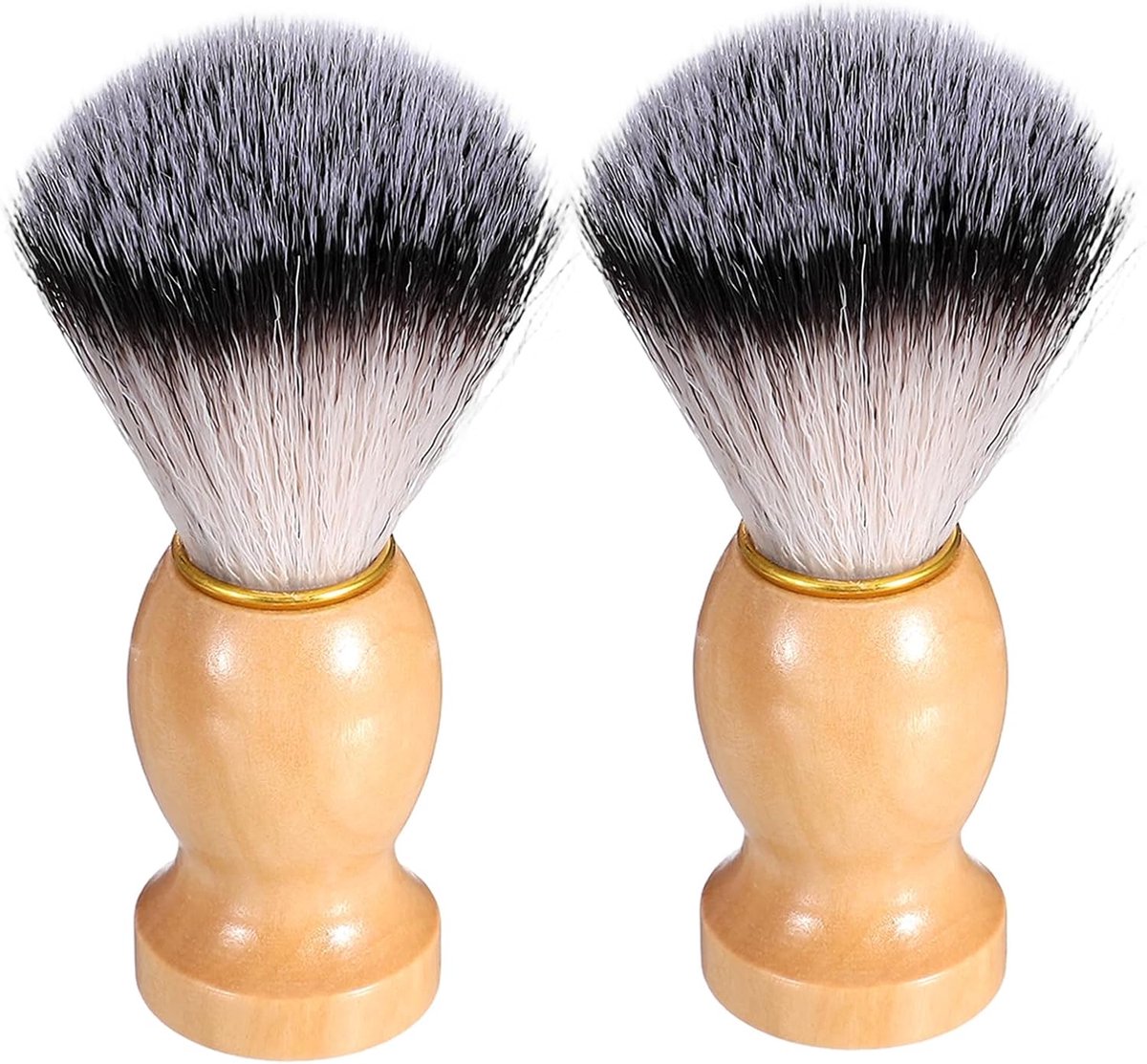 Scheerkwast set 2 stuks - Beukenhouten handvat - Zachte synthetische haren - Ideaal voor een gladde scheerbeurt - ShopVlot