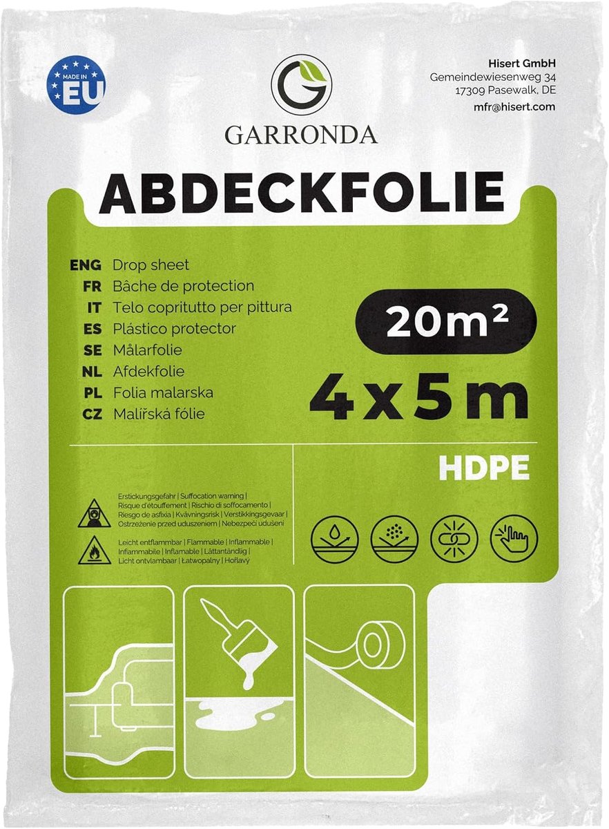 Cover film 4x5 m - transparant HDPE - scheurvast - bescherming tijdens renovatie - ShopVlot