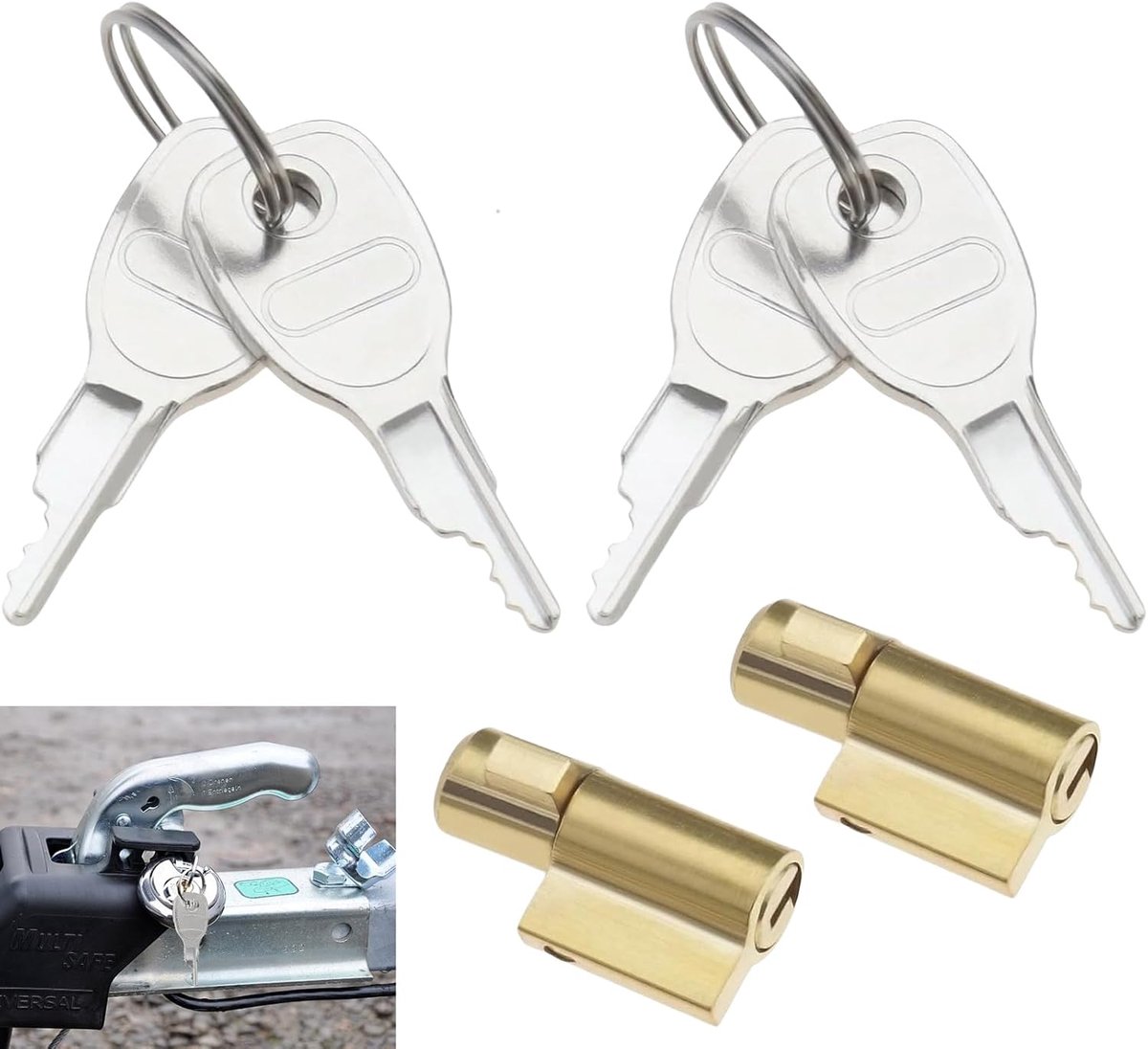 Trailer slot set 2 stuks - met 4 sleutels - robuust en duurzaam - geschikt voor 50mm koppelingen - ShopVlot