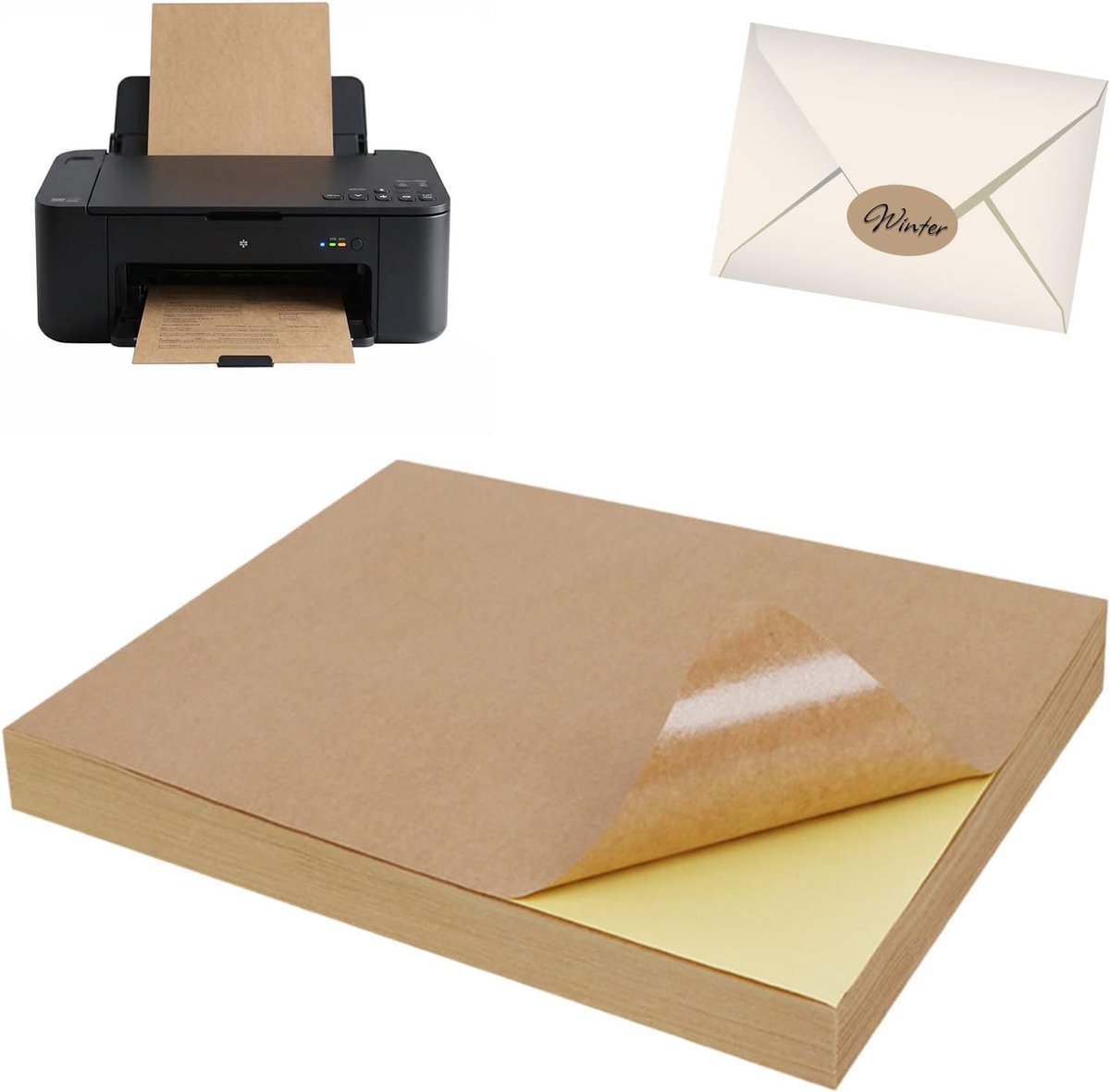 A4 Sticker Papier Labels - Zelfklevend Kraft Papier - Hoge kwaliteit printresultaten - Ideaal voor thuis en kantoor - ShopVlot