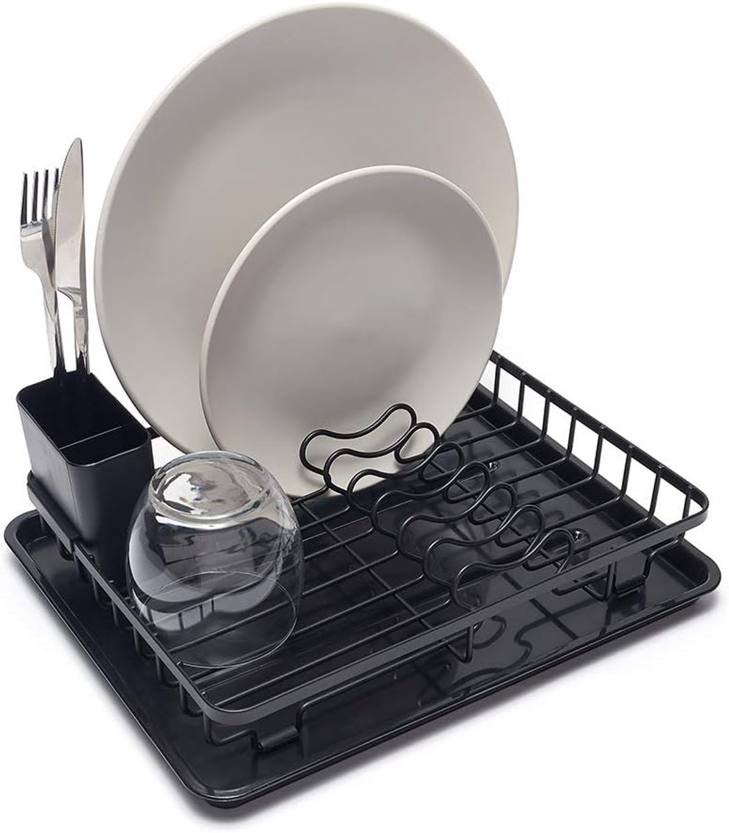 Afwasrek voor borden - Compact met drip tray - Inclusief bestekhouder - Ideaal voor kleine keukens - ShopVlot