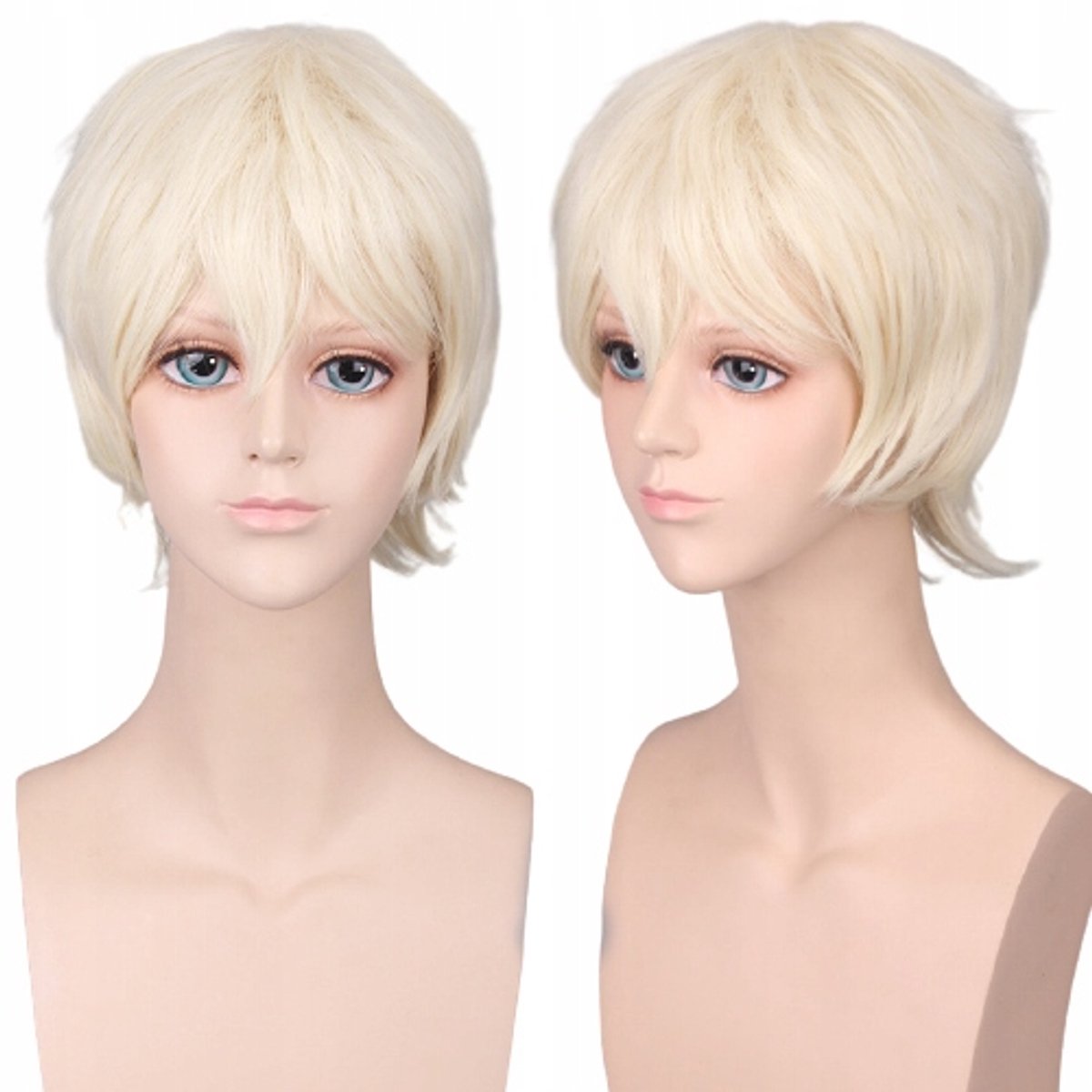 Hittebestendige Heren Pruik - Platina Lichtblond Kort Haar Cosplay