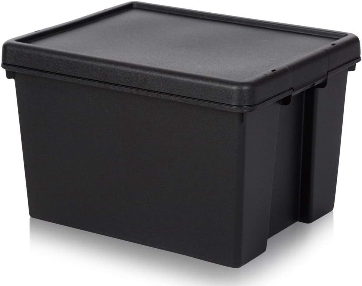 Recycling box 45 liter met deksel - zwart - stevig en duurzaam - ideaal voor gescheiden afval - ShopVlot