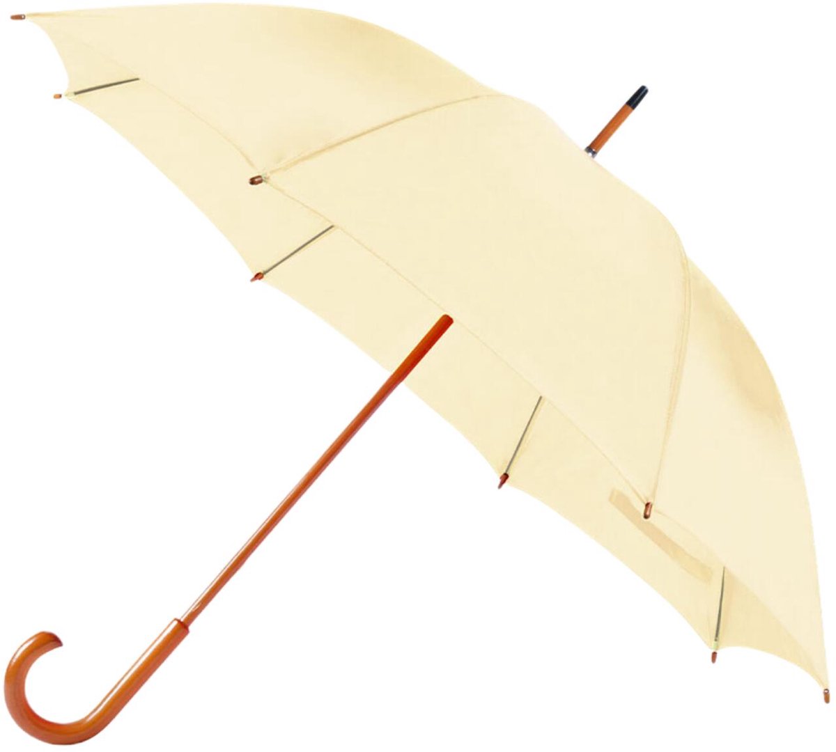 Bellatio Design Paraplu Dryfeet - licht beige - dia 105 cm - 85 cm lang - 8 panels - regen - polyester/hout - Classic model