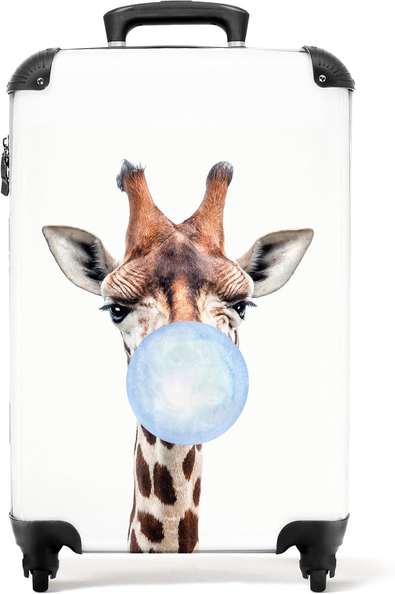 Trolley handbagage koffer 55x35x25 cm - giraffe print - lichtgewicht - ideaal voor kinderen - ShopVlot
