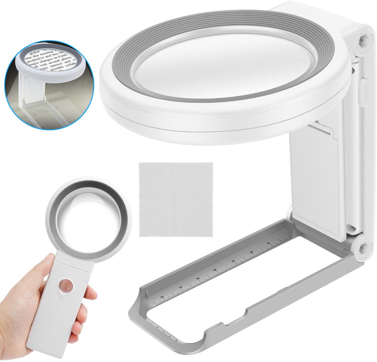 Vergrootglas Met Licht En Standaard - Opvouwbare Handloep - Vergrootglas Met Verlichting - Geschikt Voor Senioren Lezen En Precisiewerk