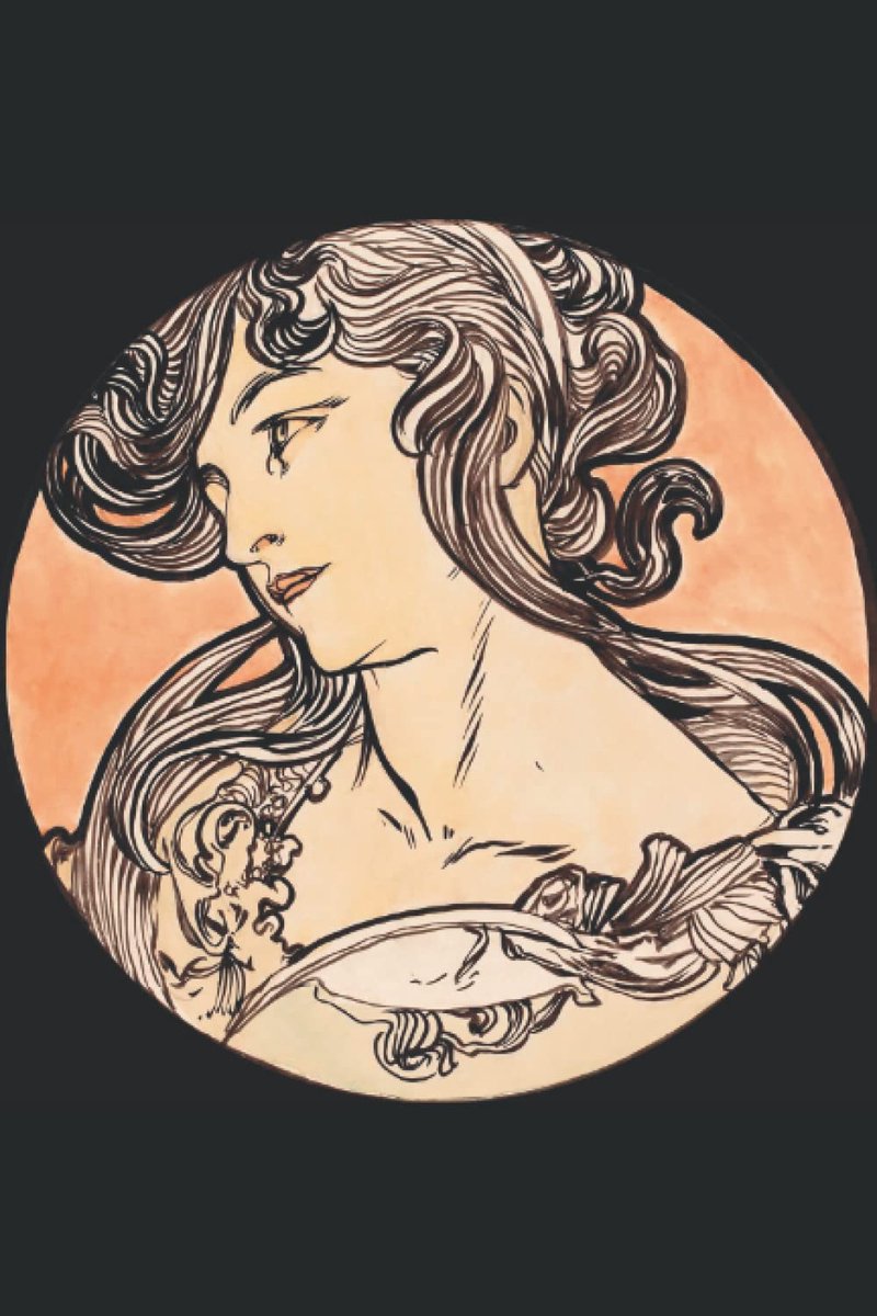 Notitieboek - onbedrukt - 80 genummerde pagina's - vintage Alphonse Mucha illustratie - ShopVlot
