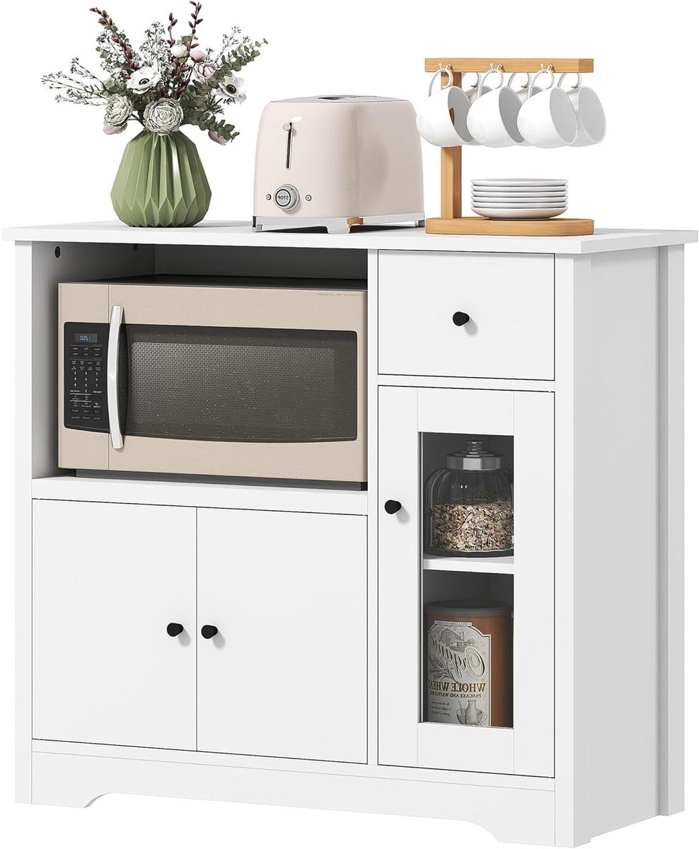 Keukenkast met Lade - Buffetkast Sideboard - Keuken Organiseren - Verstelbare Planken - 80 x 35 x 72 cm - Wit