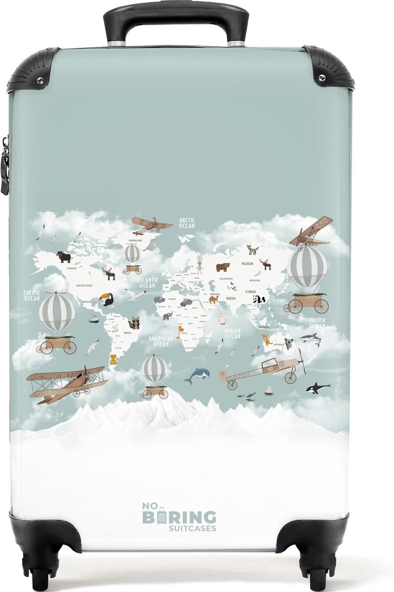 Kinderkoffer 55x35x20cm - Wereldkaart - Lichtgewicht - Perfect voor reizen - ShopVlot