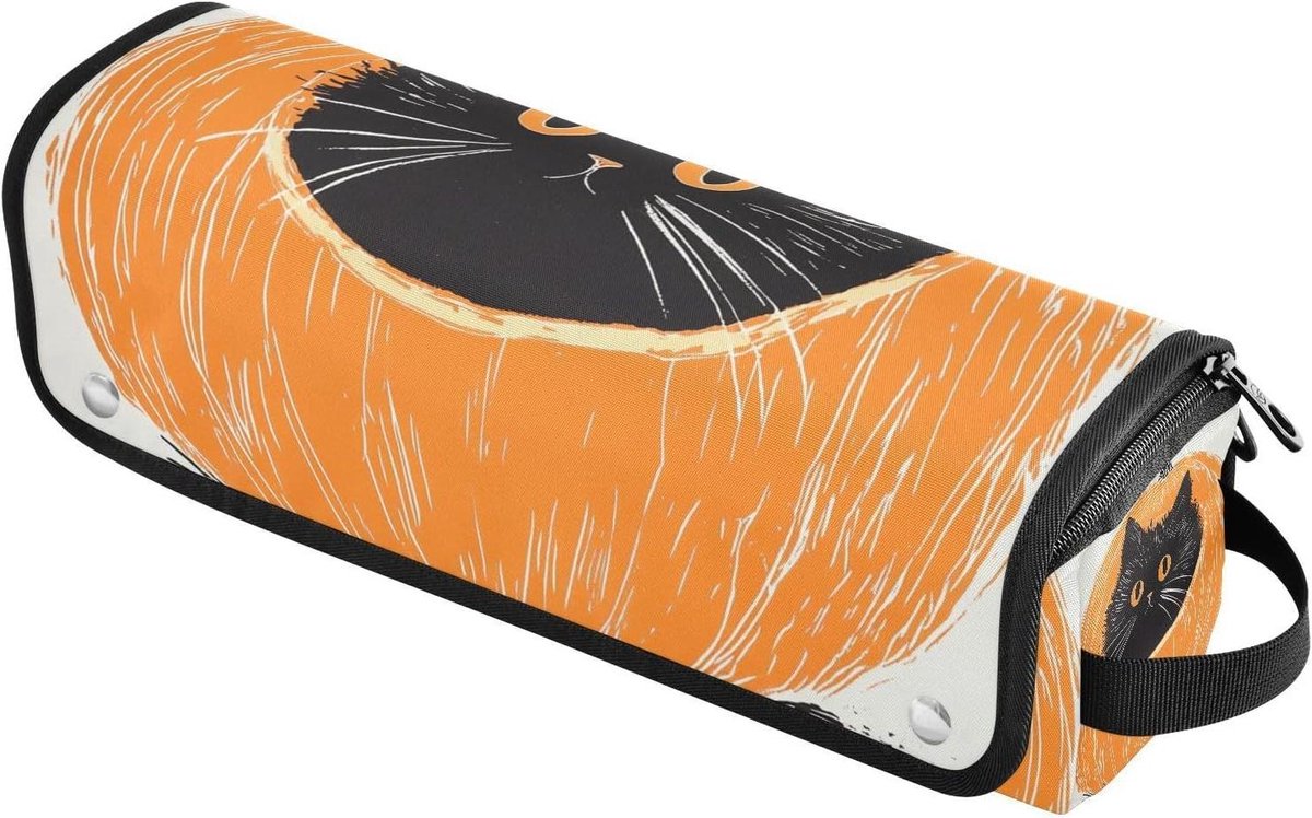 Haar Styling Tool Organizer - Reistas Stijltanghouder - Reizen en Opslag - Hittebestendige Mat - 37 cm - Pompoen Mollige Kat