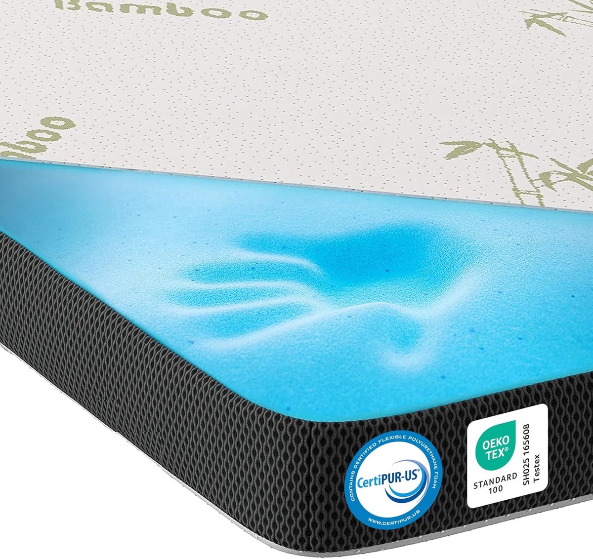 Matras topper 120x200 cm - H3 gel-geheugenschuim - 3D luchtcirculatie - Optimale ondersteuning voor een goede nachtrust - ShopVlot