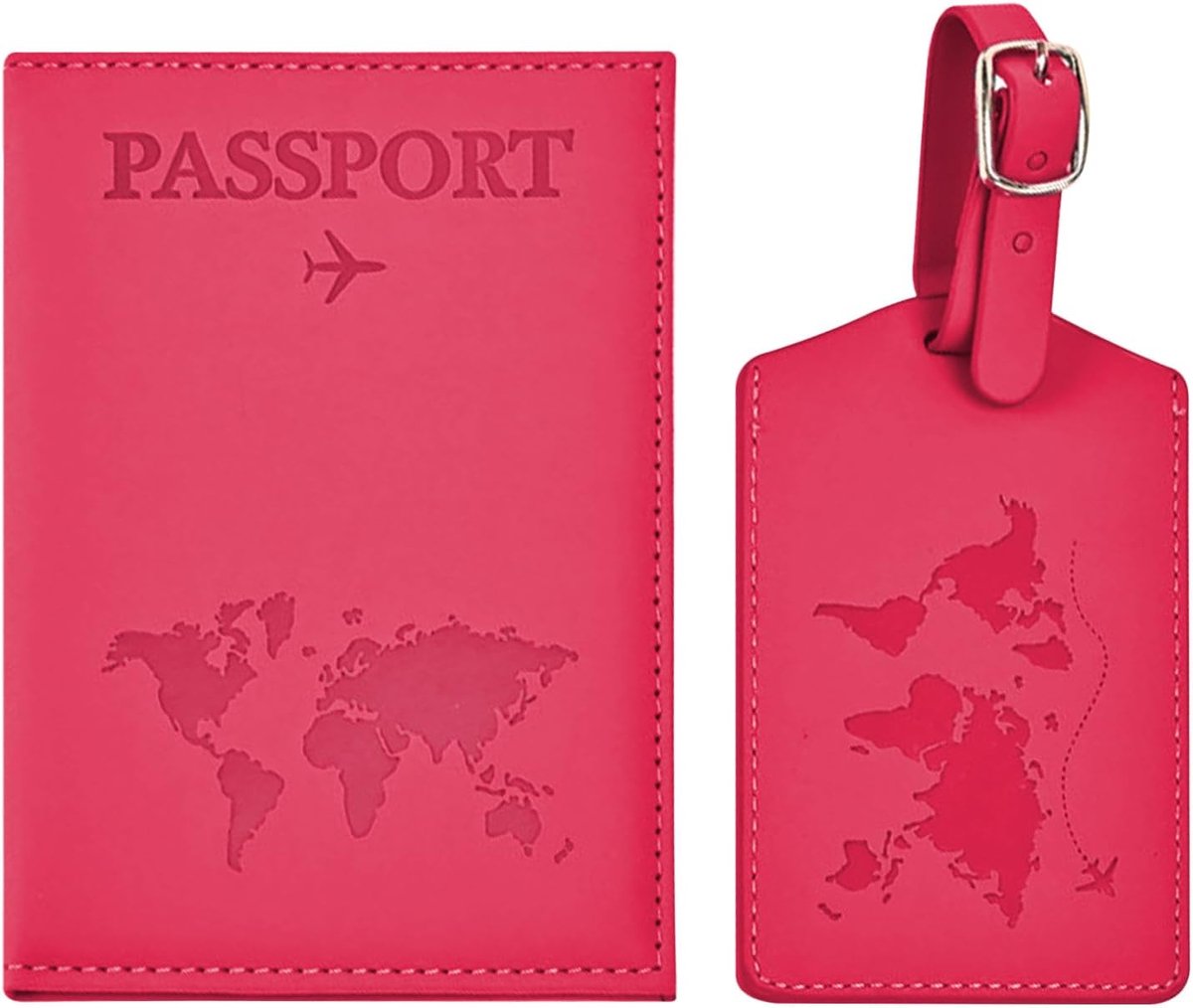 Paspoorthoes - PU Leer - Rose Rood - Organisatie voor jouw reizen - ShopVlot