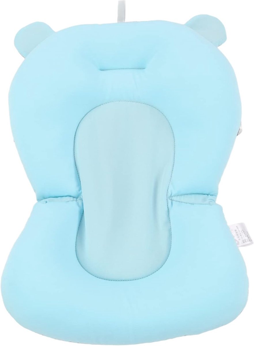 SnelShoppen - Baby Badkussen - Badmat voor Pasgeborenen met Ondersteunend Net en Drijvende Antislip Zitting (Blauw)