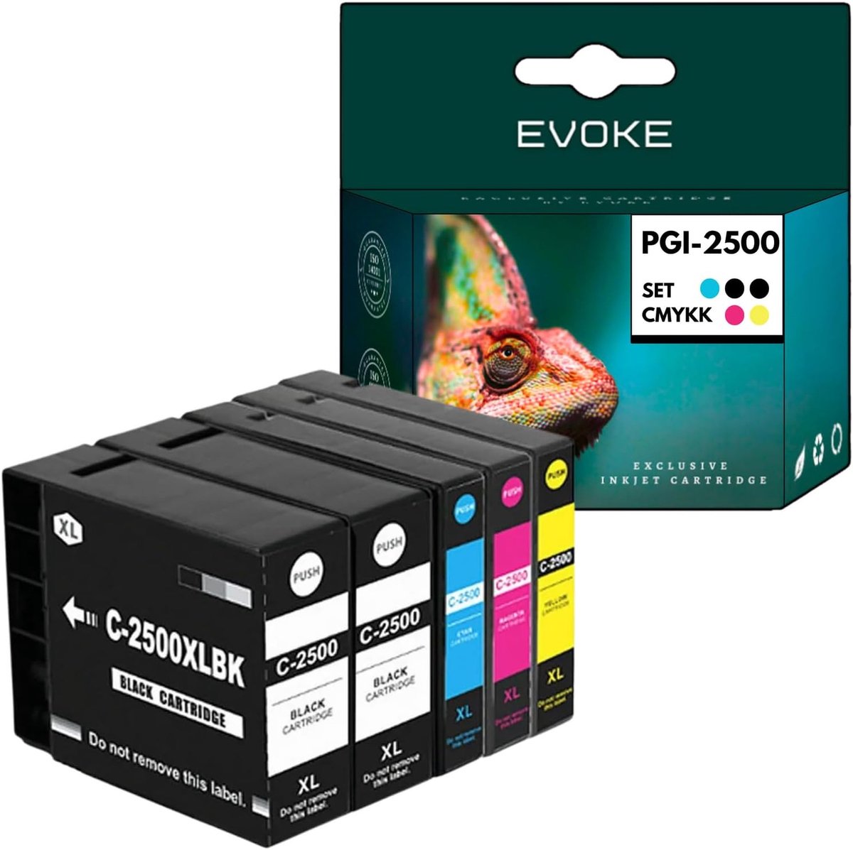 Inktset PGI 2500 - CMYK + zwart - 9500 pagina's - 100% compatibel met Canon - SnelShoppen