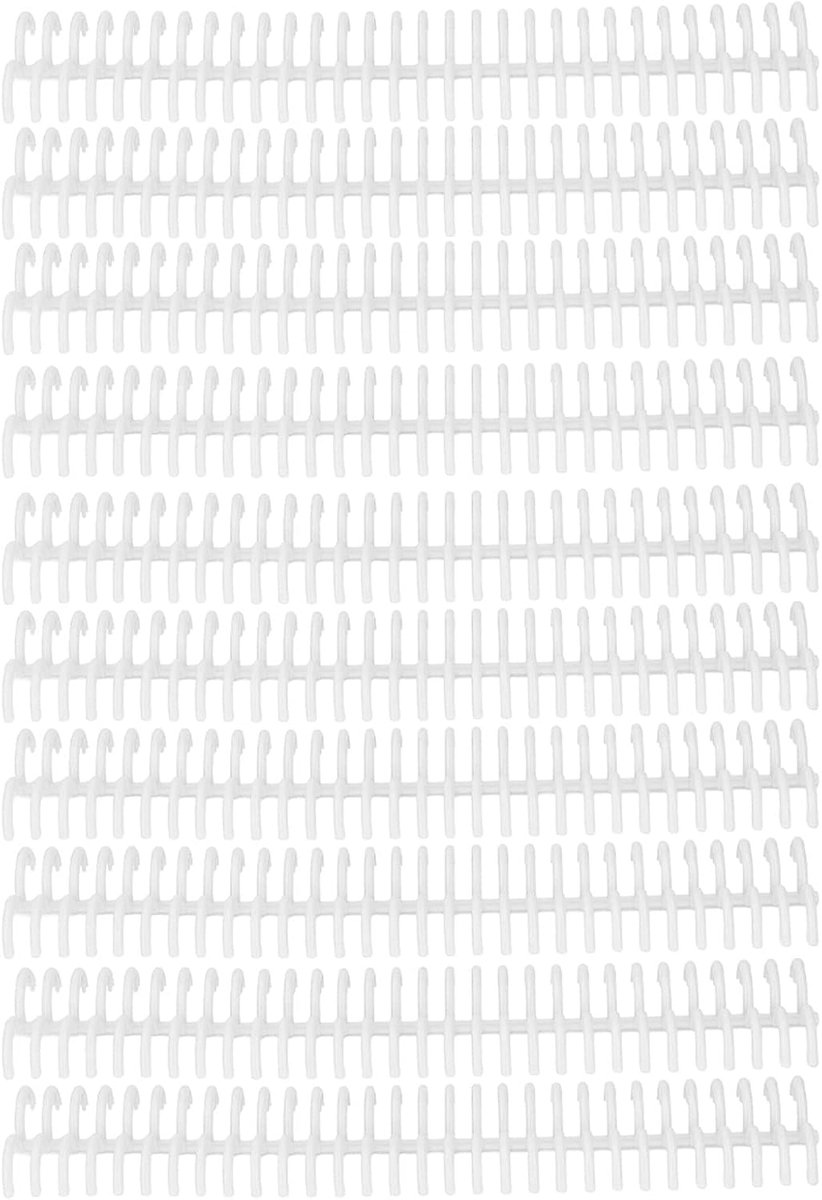 Bindkammen, 10 stuks kambindingsspiralen, 22 mm, 30 gaten, plastic losse bladbindkammen, capaciteit 180 vellen, schrijfwarenring voor notitieboek, dagboek, plakboek, wit