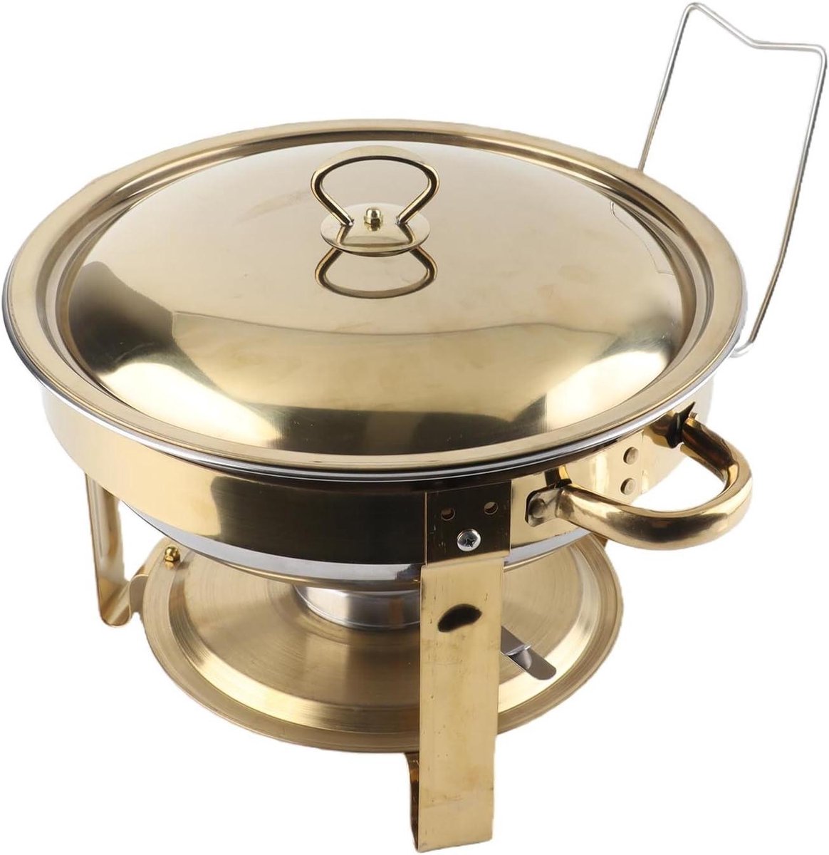 Buffet Verwarmer - Chafing Dish Serveerpan - Eten Warm Houden - Stapelbaar Roestvrij Staal - 4.5 Liter - Goud