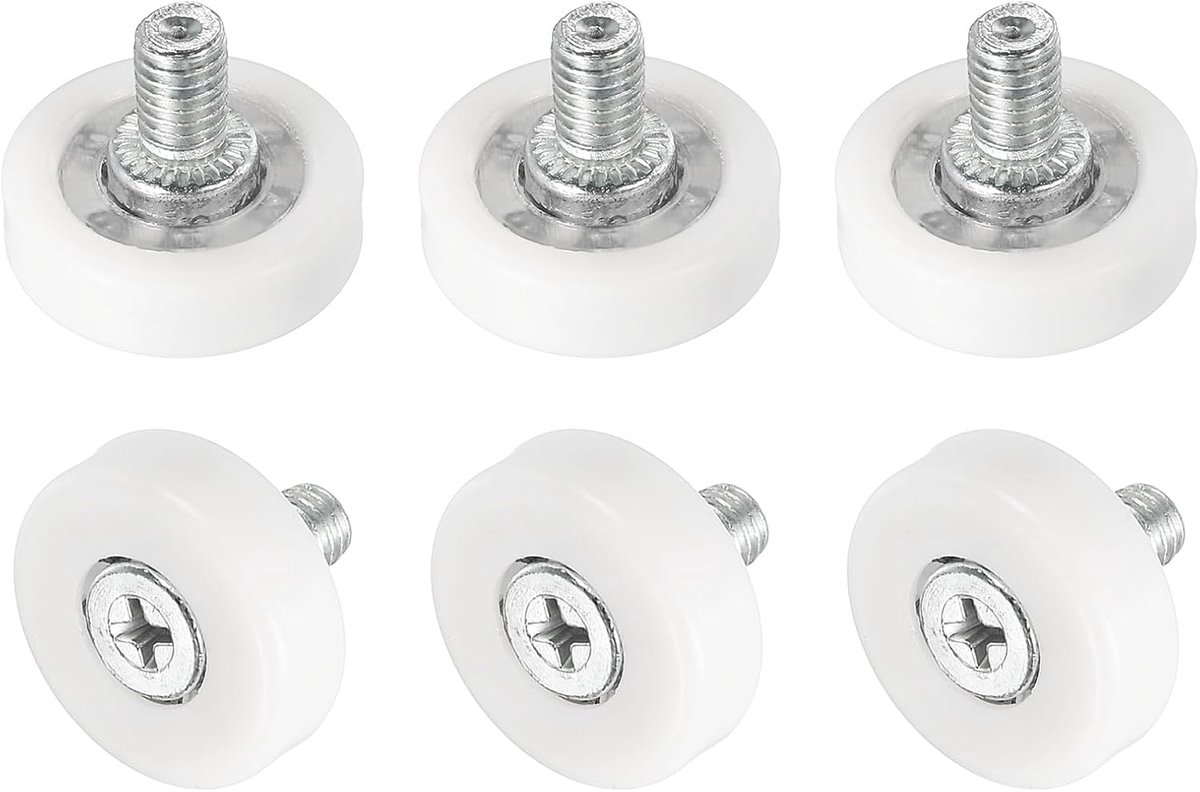 Wieltjes voor laden, nylon, reservewielen voor riemschijven, laden, kasten, lagers, 22 mm, glijrails, wielen voor het positioneren van laden, voor meubelonderdelen, kast, verpakking van 6