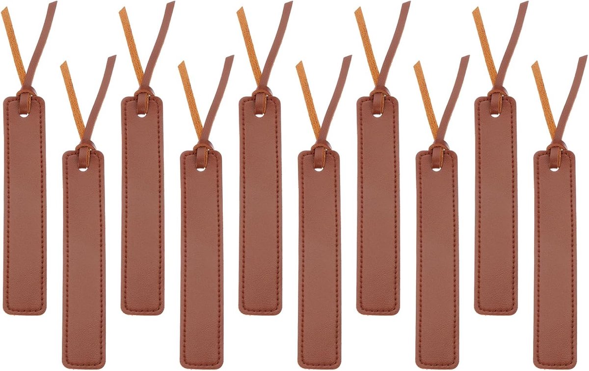 Lederen bladwijzers, 10 stuks rechthoekige boekenleggers pagina markers voor boek lezen mannen vrouwen leraar lezer boek minnaar schrijvers, donkerbruin