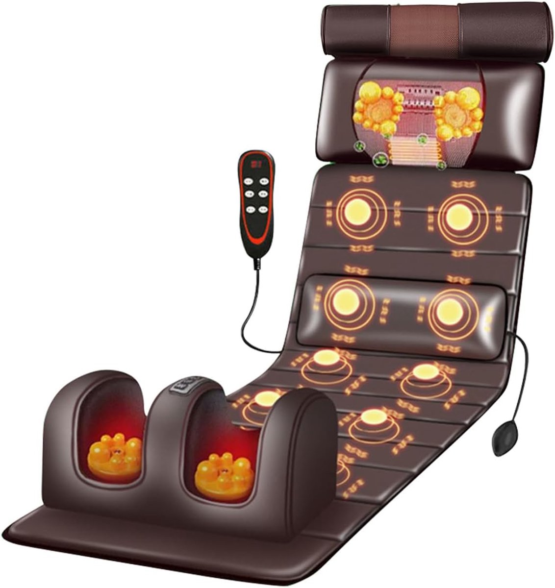 Massagemat met warmtefunctie, acupressuurmat, volledige lichaamsmassagemat, verstelbare lumbale airbag, massagekussen voor verlichting van nek- en rugpijn