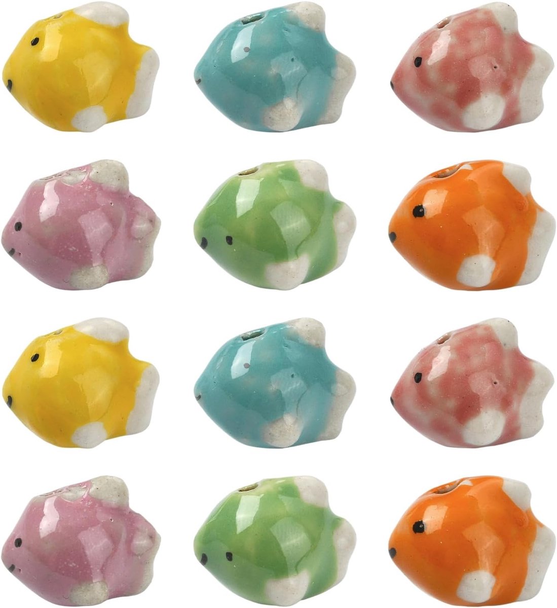 12 stuks 6 stijlen porseleinen keramische viskralen oceaan zee dier spacer kralen voor doe-het-zelf ketting armband sieraden maken ambachten