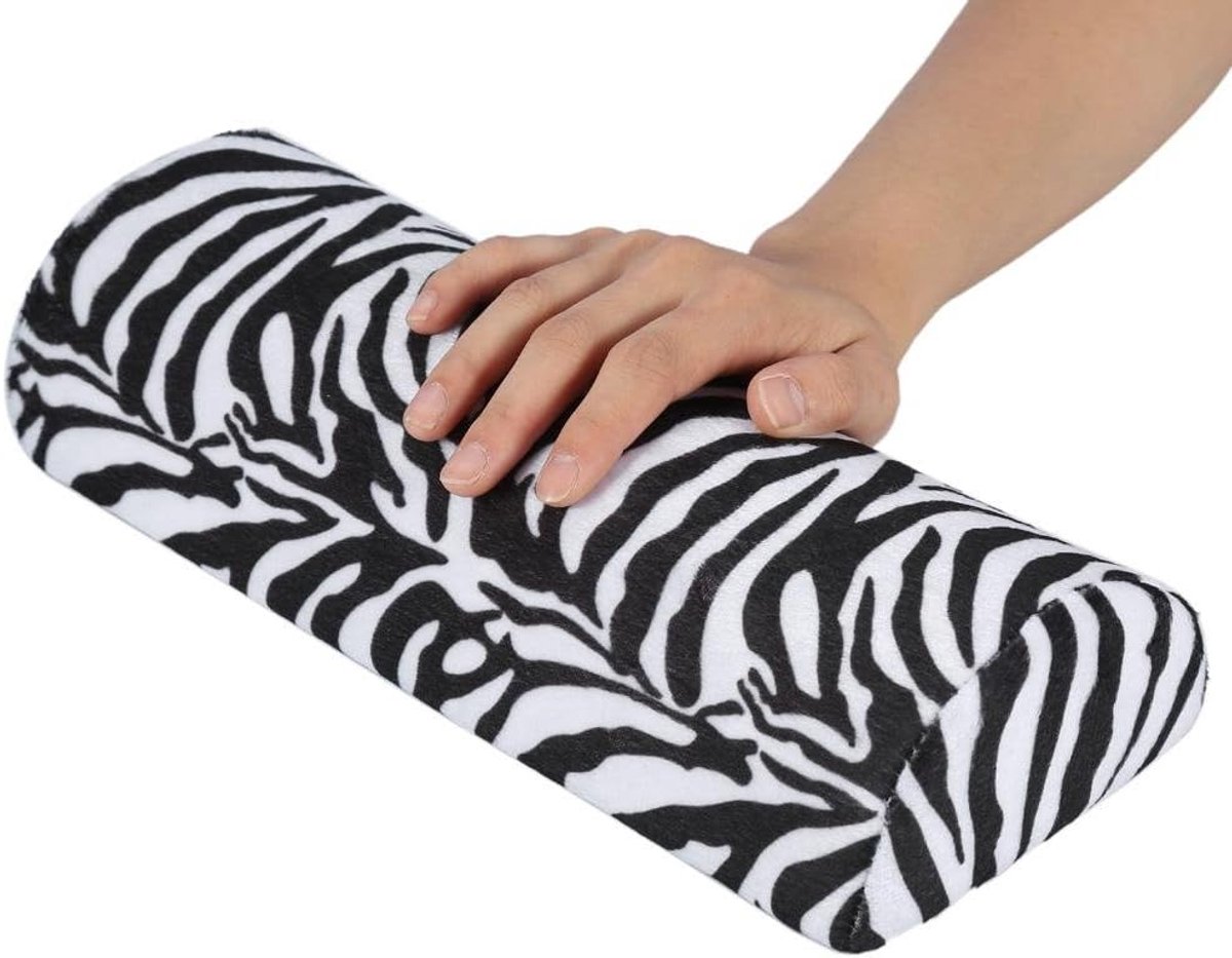Handsteun voor manicure, professionele ondersteuning van zachte spons, zebra-patroon