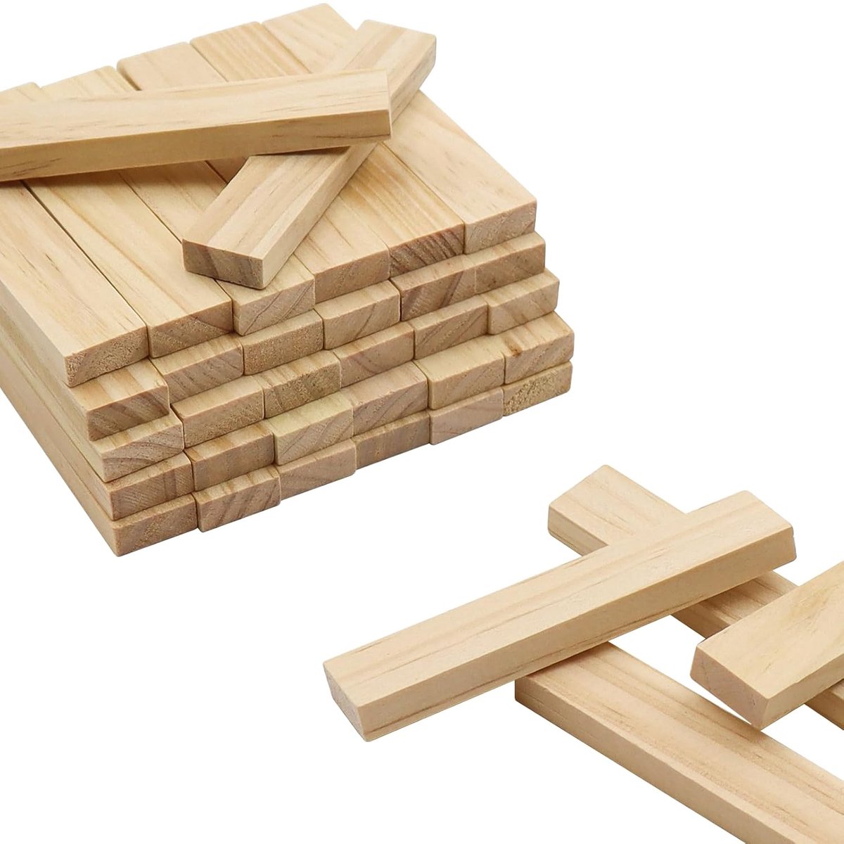 40 stuks knutselhouten blokken, 9,2 x 2 x 0,8 cm, houten lijsten, knutselblokken, houten bouwstenen, houten latten om te knutselen, voor doe-het-zelf projecten, bouwen, decoratie