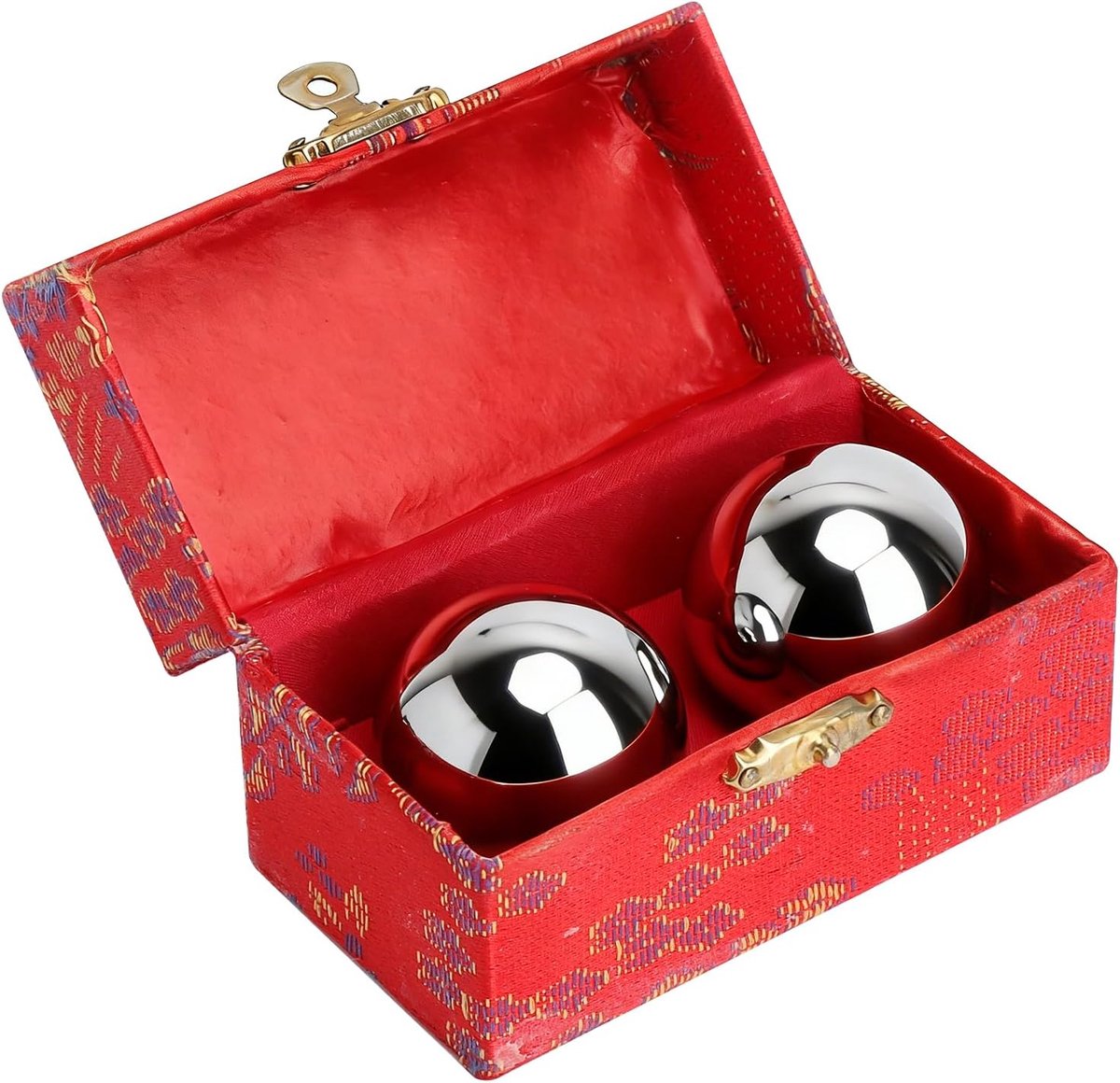 Gong ballen van metaal, 38 mm, klankballen voor ontspanning en meditatie, Qi Gong trainingsballen voor beginners en senioren, aangename klankbal met geschenkdoos (zilver)