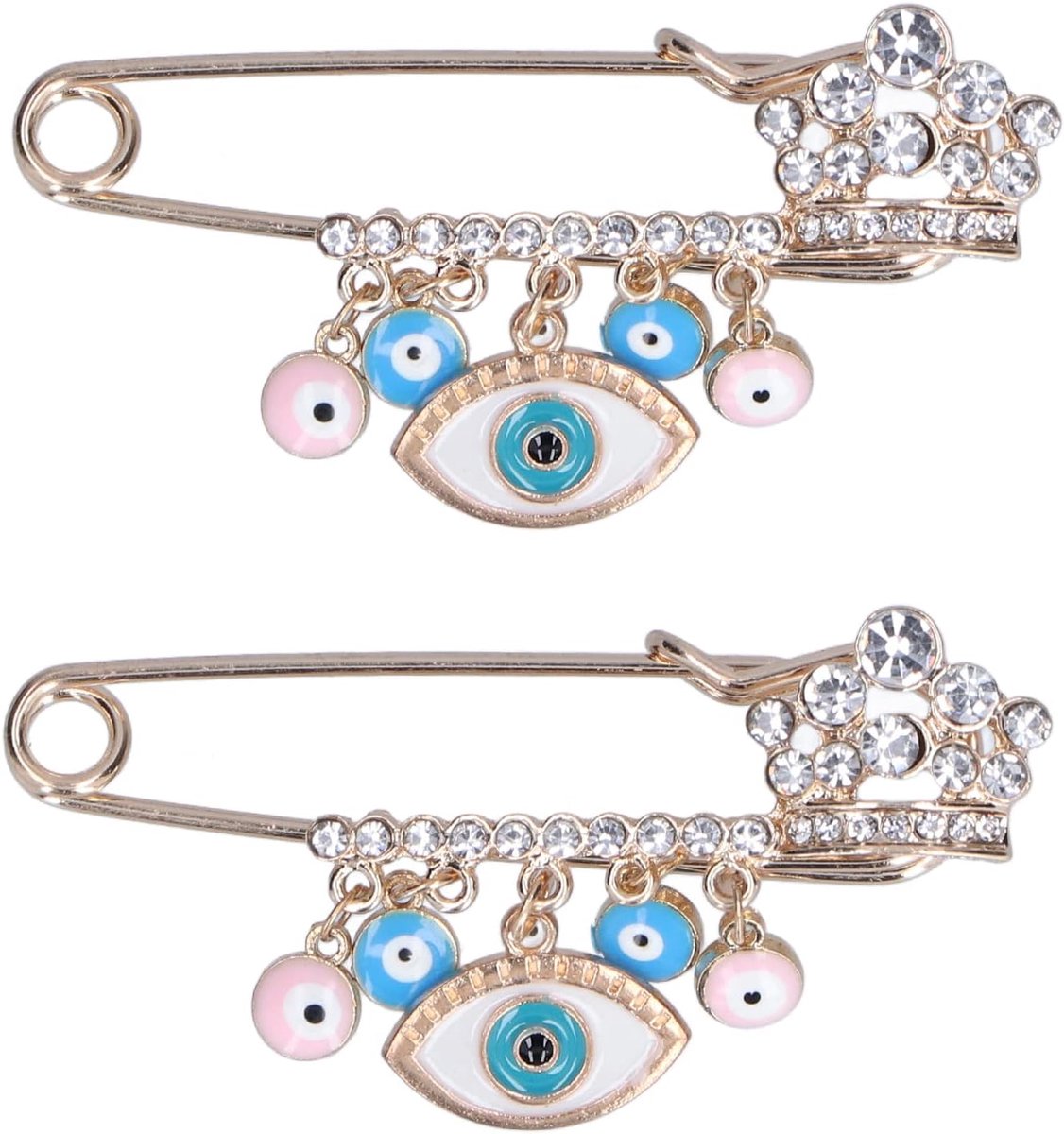 2Pcs Brosche Pins Evil Eye, Brosche Pins Blue Evil Eye Kinderwagen Pin für Baby Glück Brosche Wickeltasche Pin Geburtstagsgeschenk