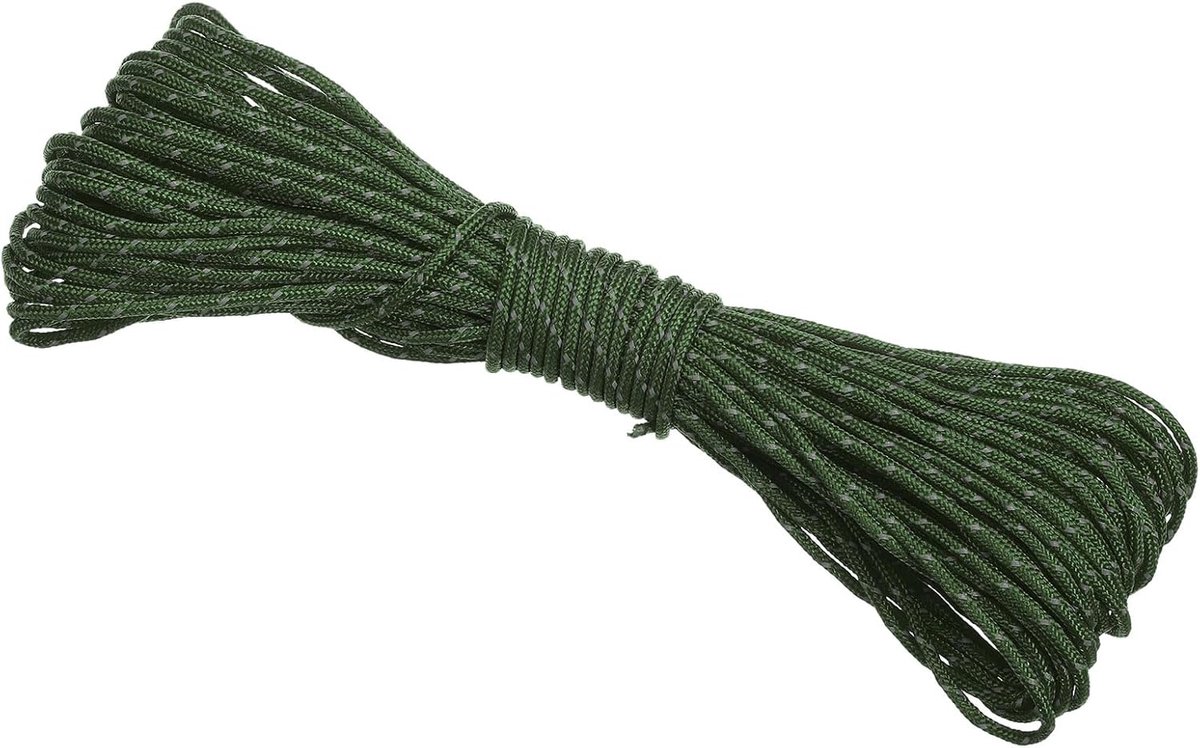 65 Voeten Reflecterende Guyline Camping Paracord, 2 mm Tent Cord Guyline Touw Nylon Paracord Touw voor Camping Tent Tarp Wandelen, Groen (20M)