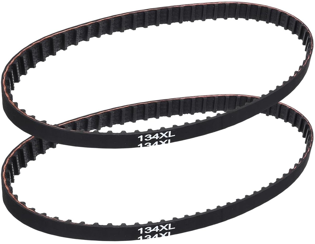 2 stuks 134XL verdeelriemen van rubber, 67 tanden, breedte 10 mm, afstand 5,08 mm, synchronisatie met gesloten ring voor industriële aandrijving, zwart