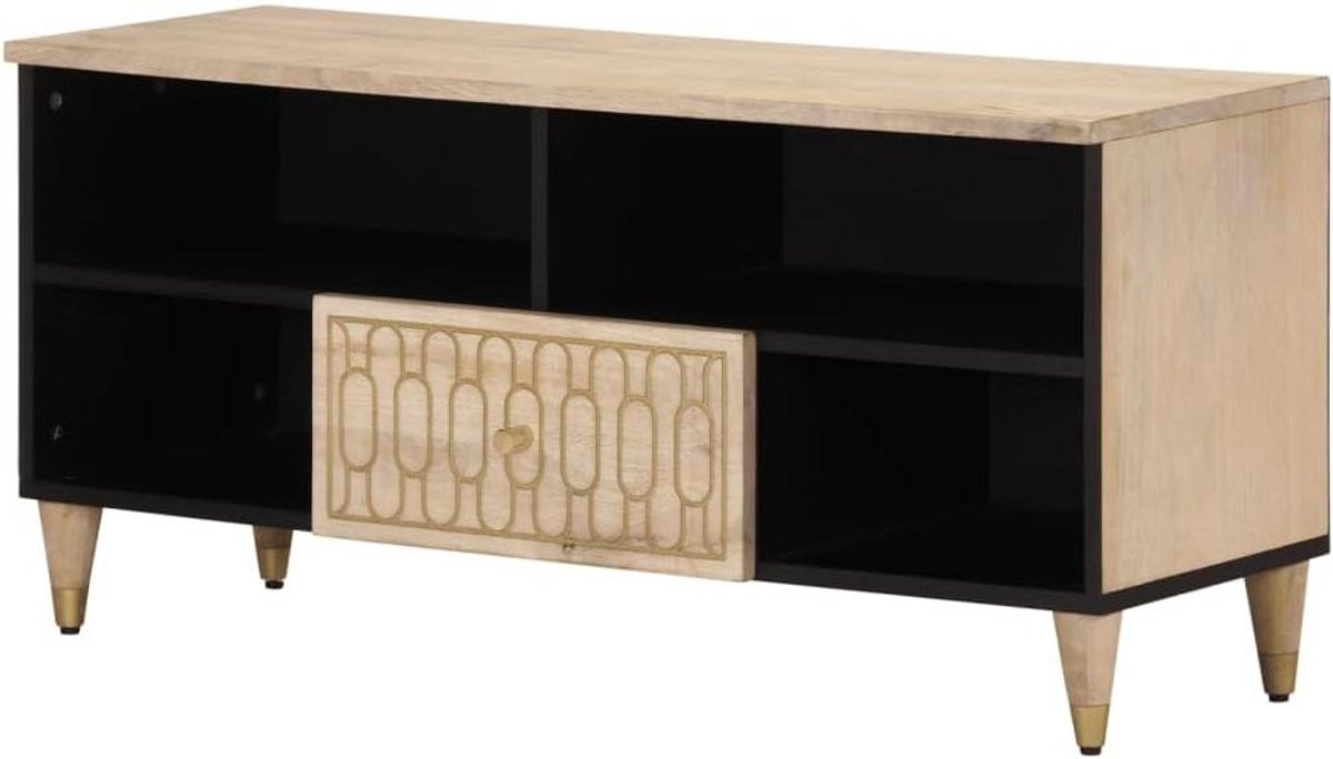 Tv-meubel - Dressoir Lowboard - Woonkamer Inrichten - Handgesneden Decoratie - 100x33x46 cm - Bruin