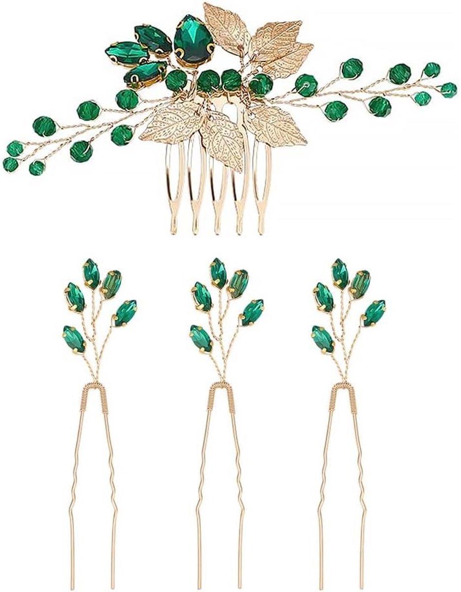 4 stuks groene strass kristallen haarclips, bruids haarspelden bruiloft haarclip haarspeld haarspeld haarspelden voor dun haar haarstyling tools haaraccessoires voor stylist vrouwen