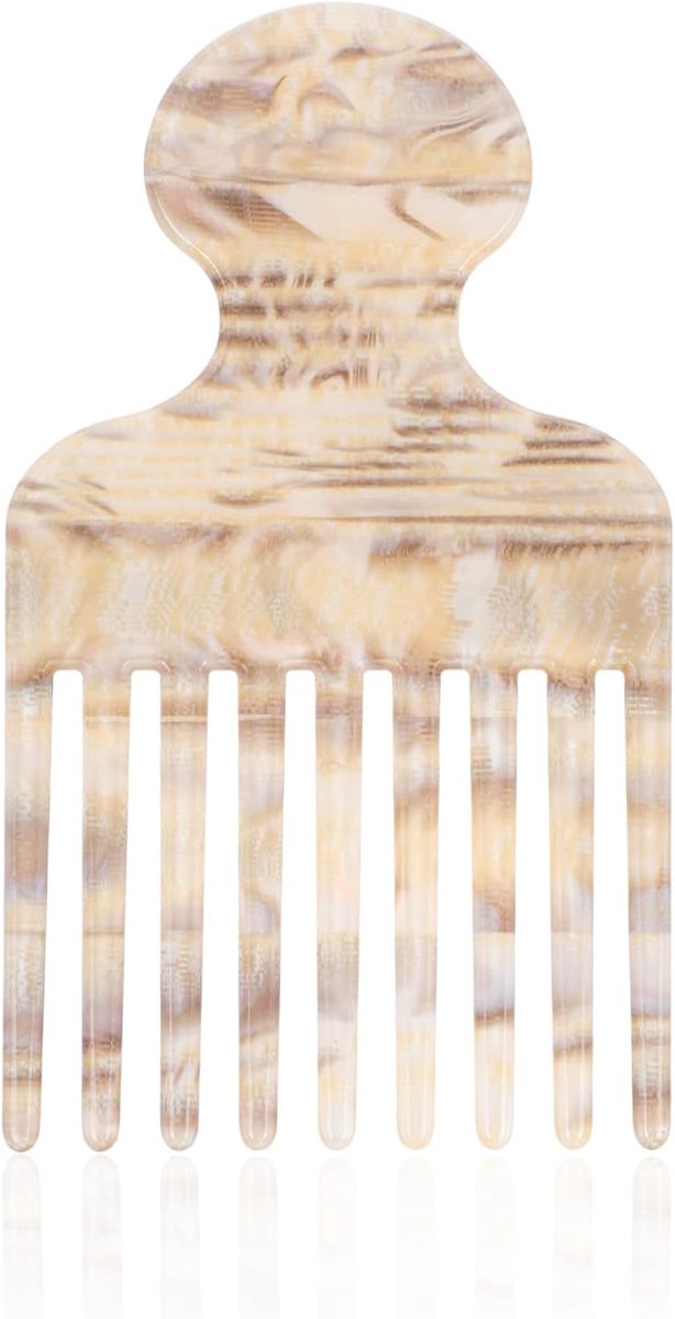 Tanden Haarkam voor Krullen, 12cm Ontwarrende en Liftende Kam Lange Tanden Afro-Kam Haarstylingtool voor Vrouwen en Mannen Kappersbenodigdheden (Grijsgeel)
