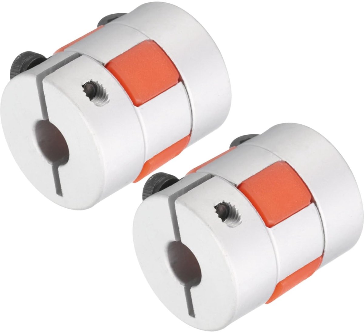 Aluminium pruim askoppeling 8 mm tot 8 mm boring L30xD25 flexibele koppelingskop voor machine en servo stappenmotor Pack van 2