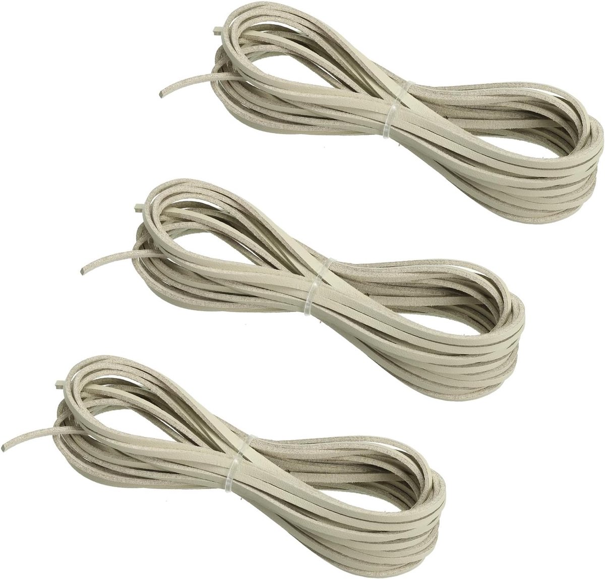 Kunstsuède lederen koord, 3 rollen 3 mm x 5,5 meter platte synthetische lederen strips voor ketting armband sieraden kralen doe-het-zelf ambachten, beige (totaal 16,5 meter)