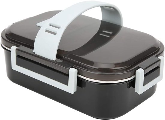 Lunchbox RVS - Bento Box Voedselcontainer - Maaltijden Meenemen - Lekvrij en Warmhoudend - 700ml - Zwart — afbeelding 5