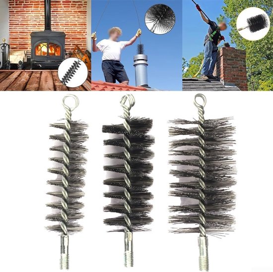 Schoorsteenveger borstel voor regelmatige reiniging van rookkanalen, kachels en ketels (120 mm) — afbeelding 3