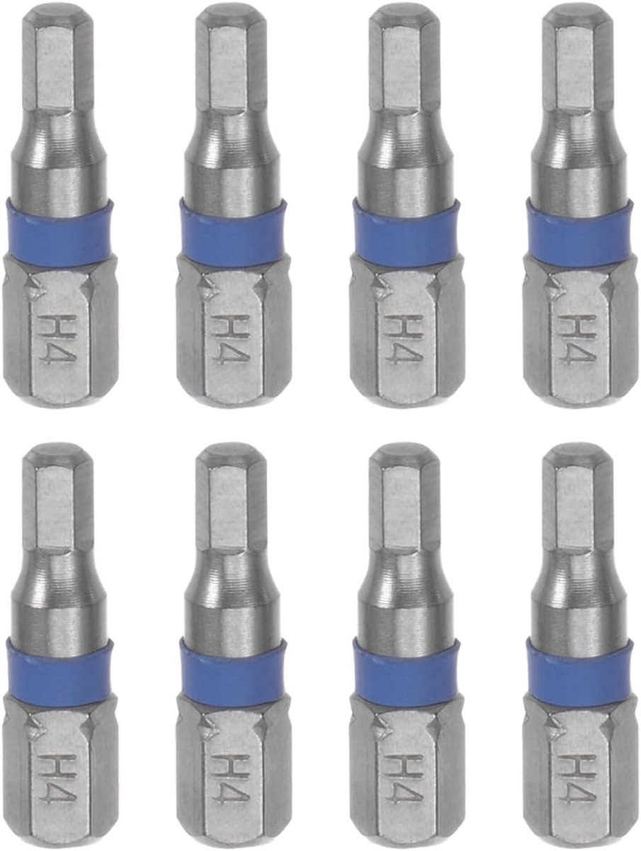 sourcing map 8 stuks H4 Hex Schroevendraaier Stuk 4mm 1/4" Hex Schacht 1" Lengte S2 Staal Magnetische Power Boor Bits