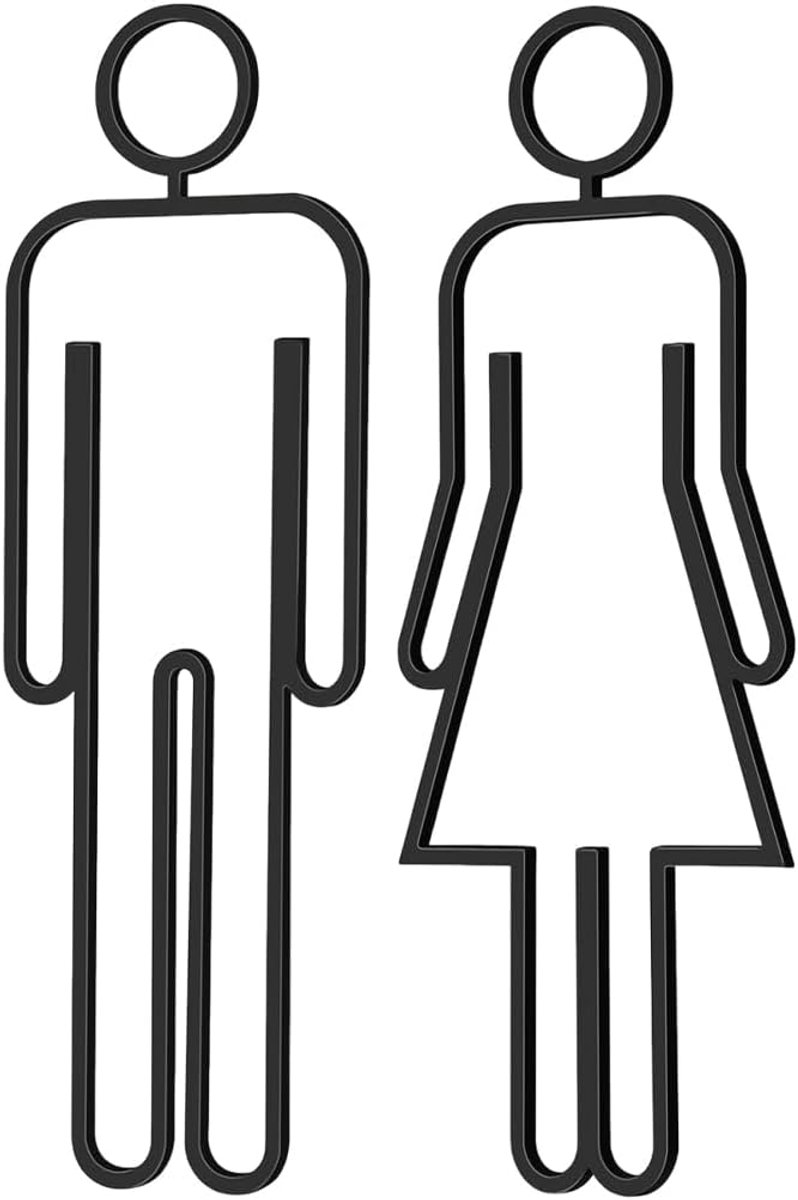 zelfklevend, 2 stuks, wanddecoratie voor thuis en werkruimtes, mannen en vrouwen, symbool, toiletbord, zwart, acryl, gastentoilet, deurbordje, toilet, voor badkamer, logeerkamer