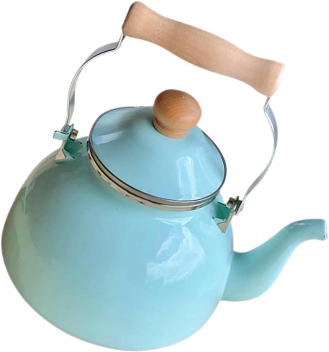 Fluitketel Emaille - Waterkoker Theepot - Water Koken - Geschikt voor Inductie - 17 x 17 x 13 cm - Wit