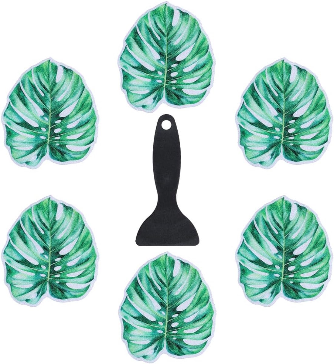 10 stuks bladeren antislip badkuip stickers douche stickers met premium schraper lijm groen PVC duurzame veiligheid douche handgrepen plant applicaties sticker loopvlakken voor badkamer bad