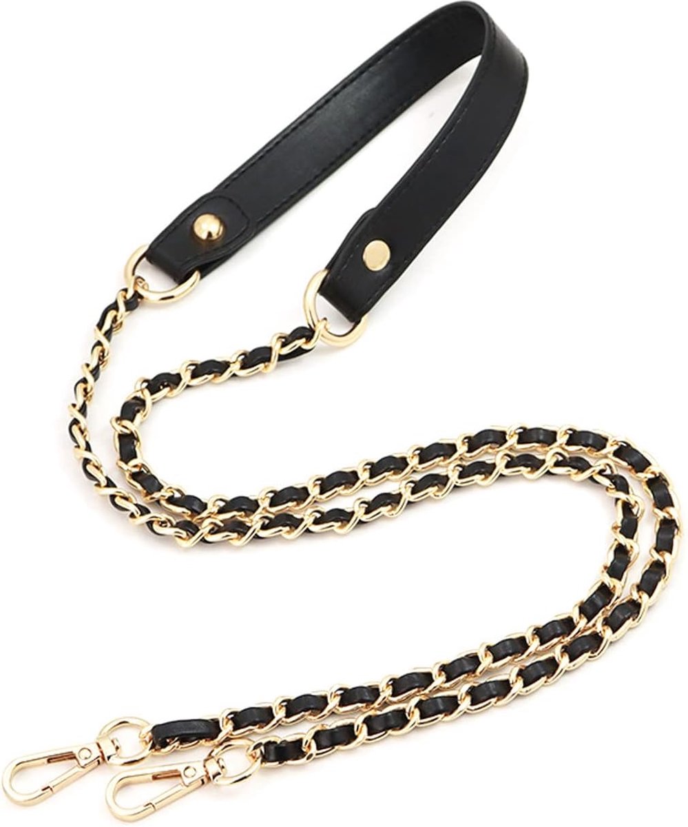 Kettingriem, schouderriemketting, zakketting schouderriem, vervanging schouderriem, handtassen metalen kettingen voor handtas/portemonnee/capes, 120 cm lang (zwart)