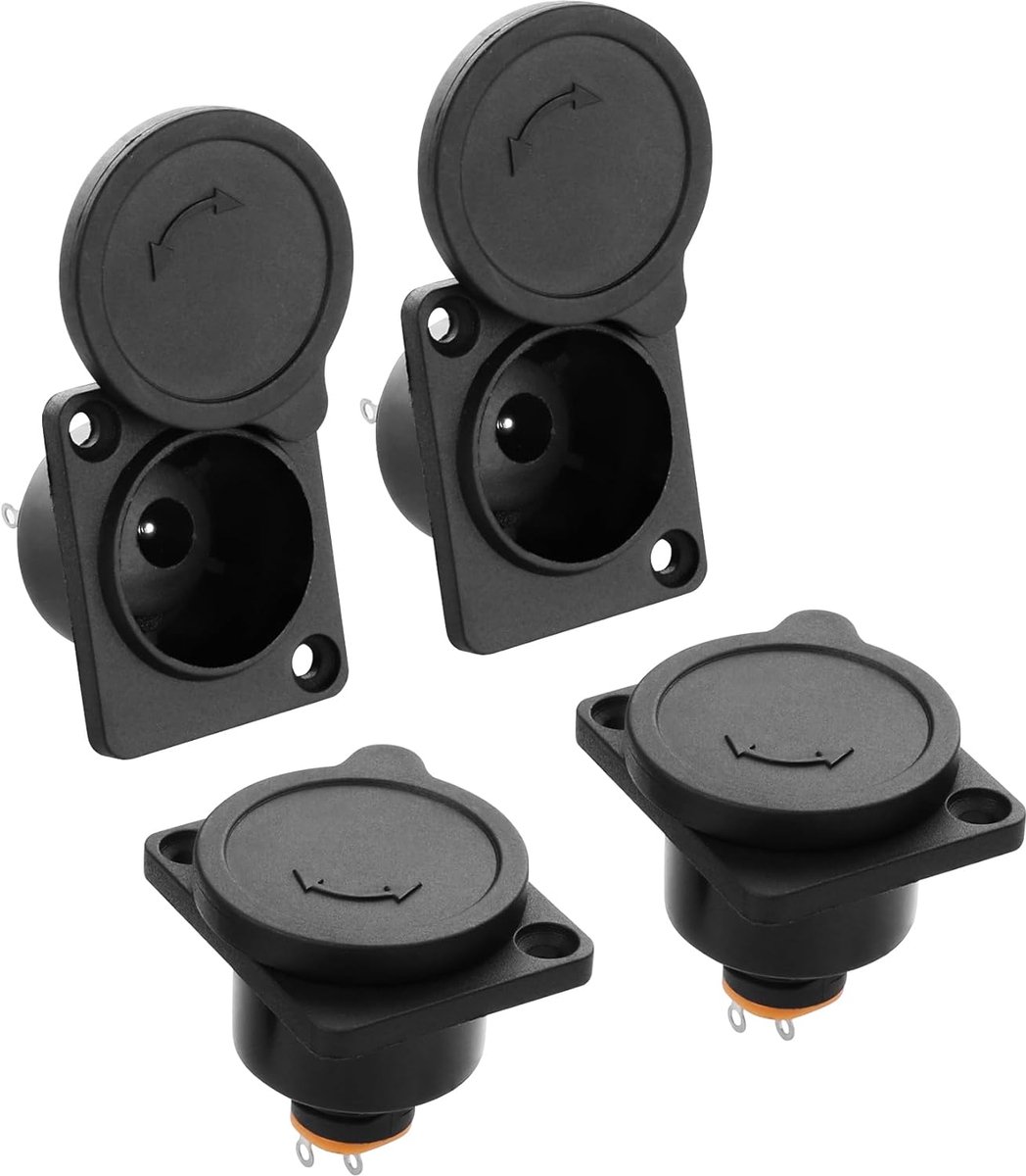 5,5 x 2,1 mm voedingsaansluiting, 12 V 3A DC vrouwelijke paneelmontage connector met waterdichte dop voor paneelmontage (4 stuks)