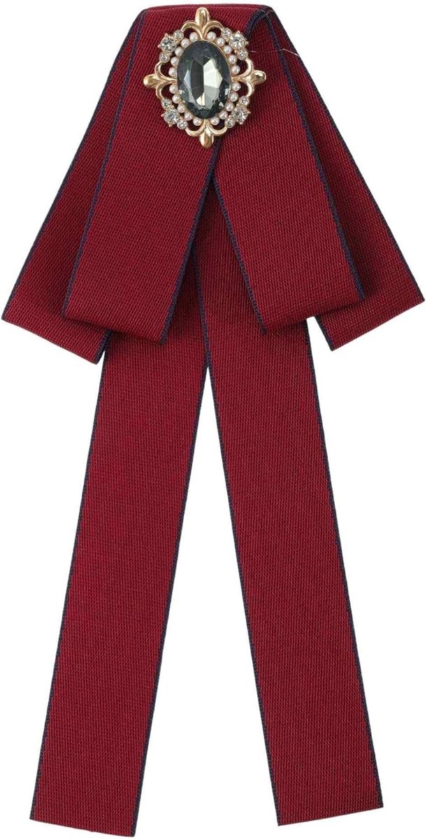 Haarstrik met strik en kristallen voor dames, pretied stropdas voor bruiloften, feesten, Kerstmis, geschenken, ceremonies, bordeauxrood