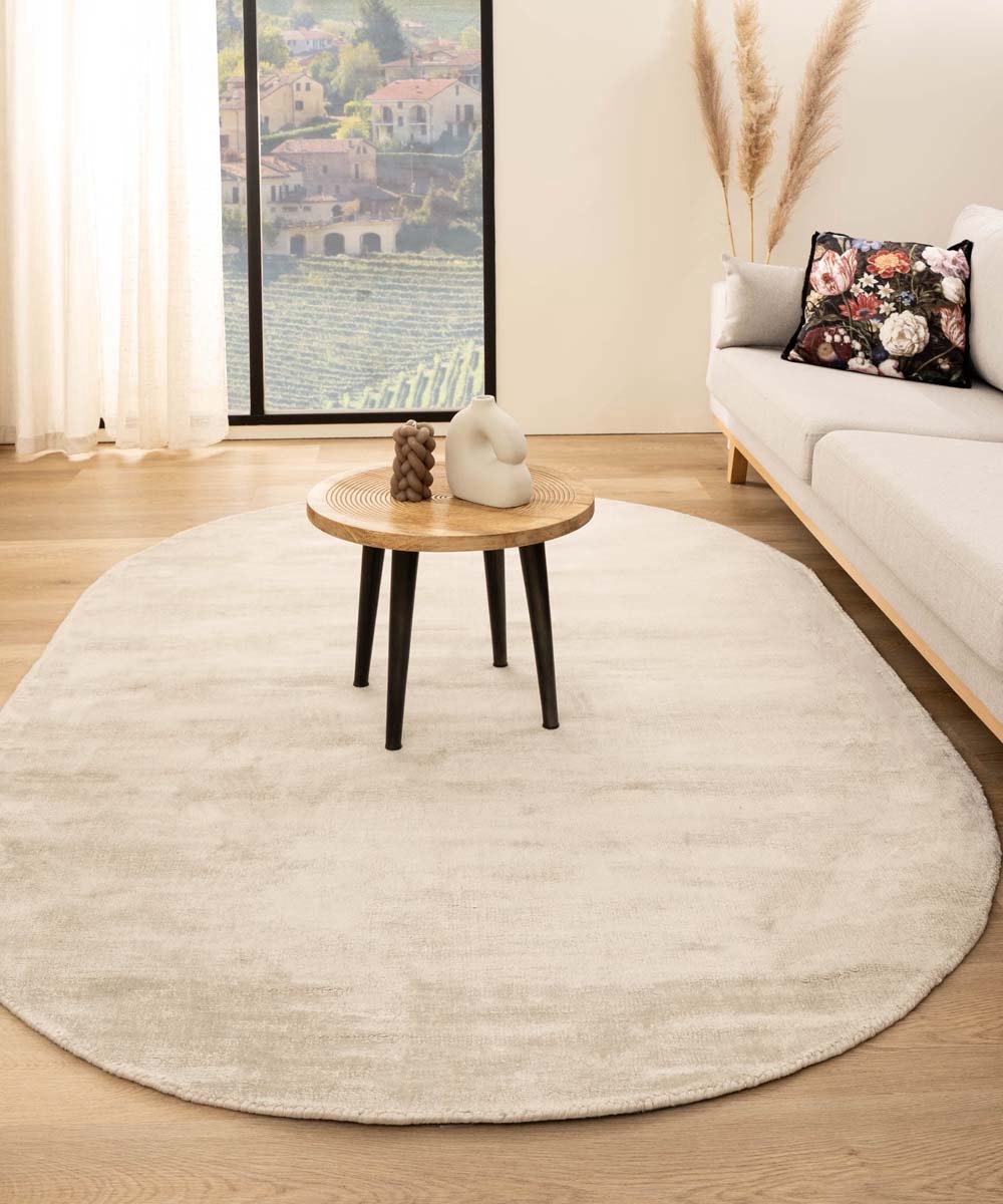 Viscose vloerkleed ovaal - Glamour ivoor 250x360