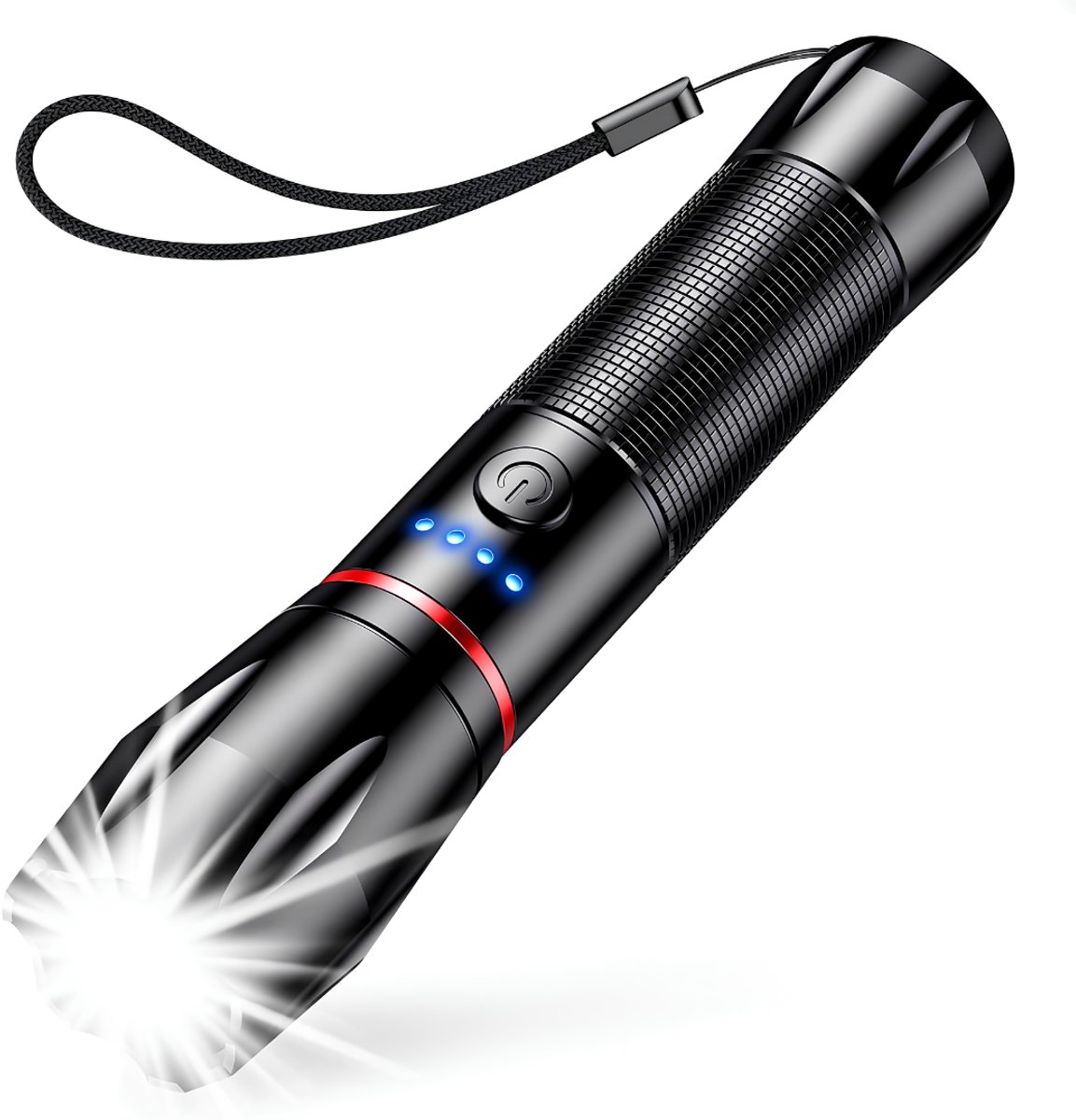 VALI® Zaklamp LED - 2000L - Oplaadbaar - Voor Kamperen, Wandelen, Noodgevallen, Klussen - Zwart - 146cm x 32cm x 30cm