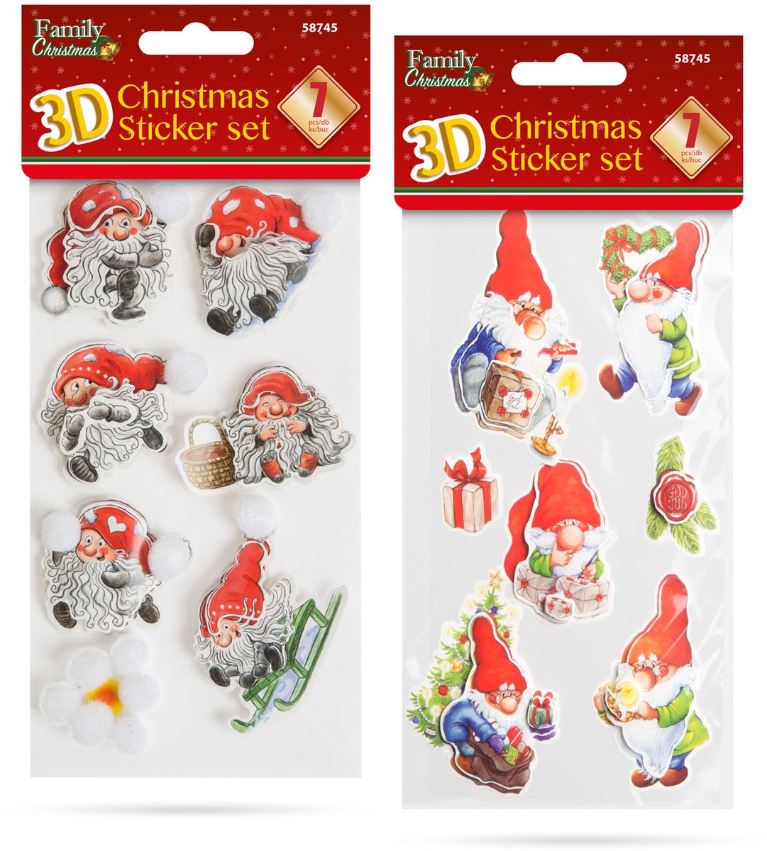 Kerst 3D stickerset - 2 soorten 1 Stuks [58745]